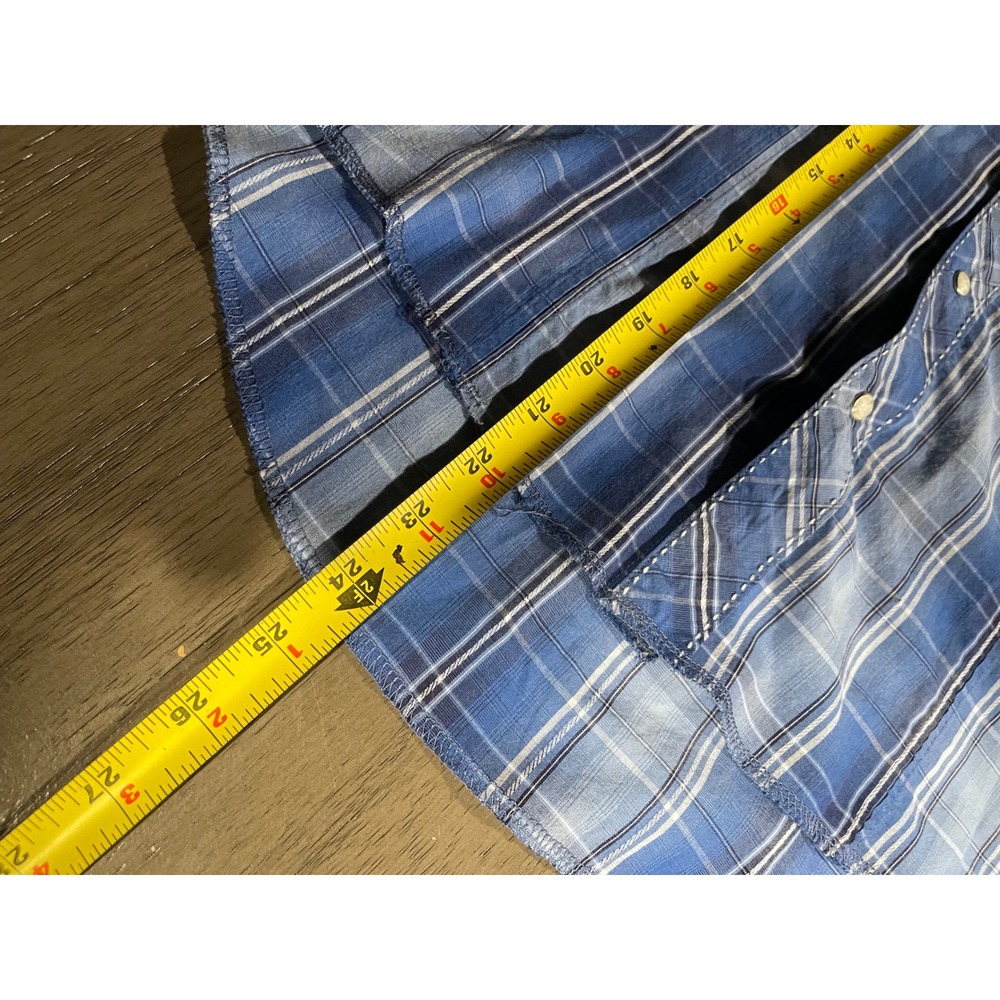 Wrangler Boys Size L 10-12 Blue Plaid Western Snap Shirt Long Sleeve Pearl Snap - Picture 6 of 6
